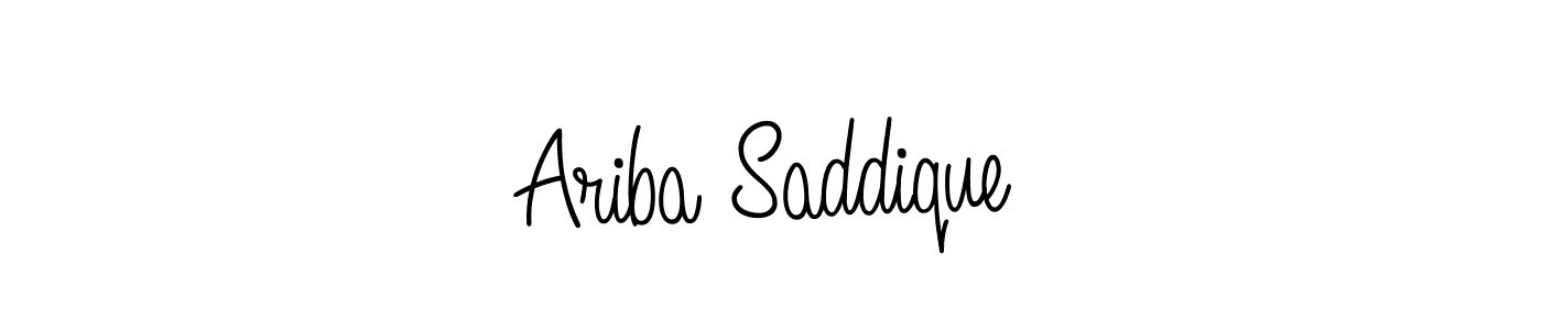 Use a signature maker to create a handwritten signature online. With this signature software, you can design (Angelique-Rose-font-FFP) your own signature for name Ariba Saddique. Ariba Saddique signature style 5 images and pictures png
