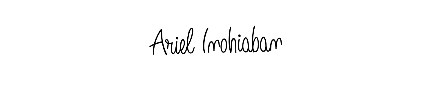 The best way (Angelique-Rose-font-FFP) to make a short signature is to pick only two or three words in your name. The name Ariel Inohiaban include a total of six letters. For converting this name. Ariel Inohiaban signature style 5 images and pictures png