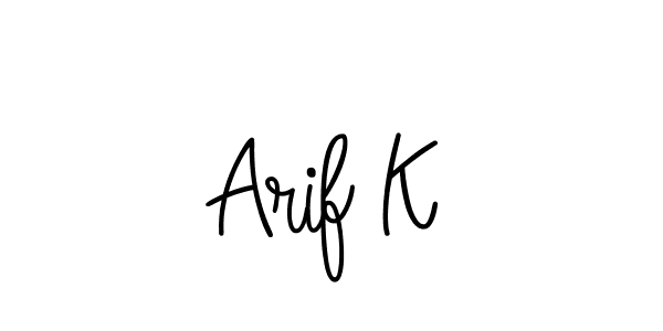 Make a beautiful signature design for name Arif K. With this signature (Angelique-Rose-font-FFP) style, you can create a handwritten signature for free. Arif K signature style 5 images and pictures png