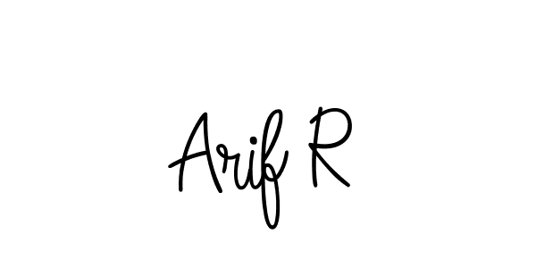 Use a signature maker to create a handwritten signature online. With this signature software, you can design (Angelique-Rose-font-FFP) your own signature for name Arif R. Arif R signature style 5 images and pictures png