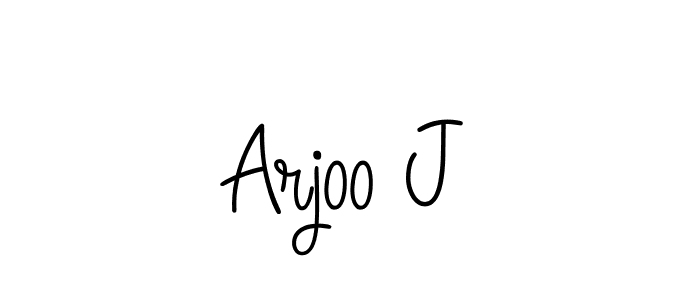 Design your own signature with our free online signature maker. With this signature software, you can create a handwritten (Angelique-Rose-font-FFP) signature for name Arjoo J. Arjoo J signature style 5 images and pictures png