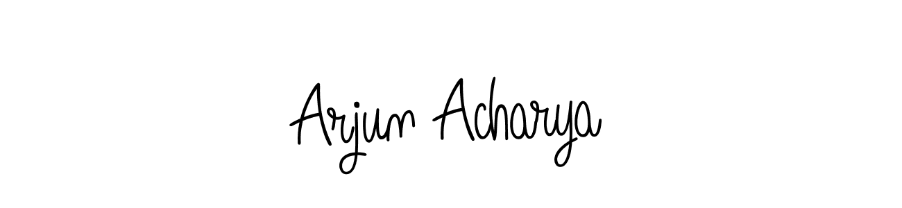 You should practise on your own different ways (Angelique-Rose-font-FFP) to write your name (Arjun Acharya) in signature. don't let someone else do it for you. Arjun Acharya signature style 5 images and pictures png