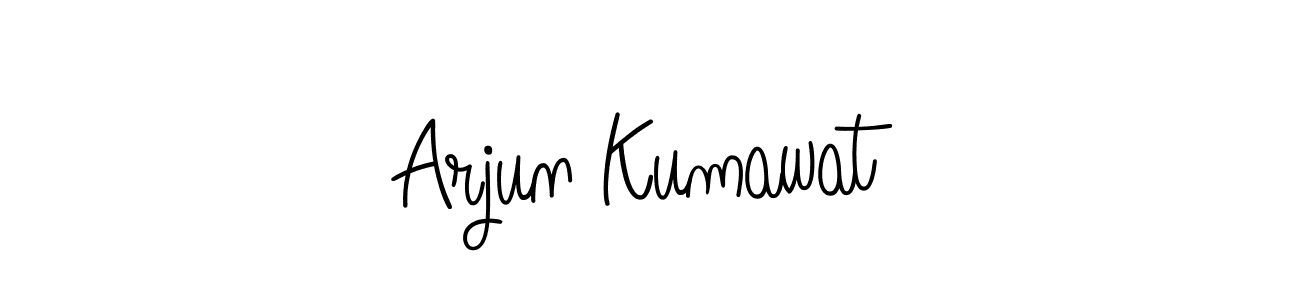 You should practise on your own different ways (Angelique-Rose-font-FFP) to write your name (Arjun Kumawat) in signature. don't let someone else do it for you. Arjun Kumawat signature style 5 images and pictures png