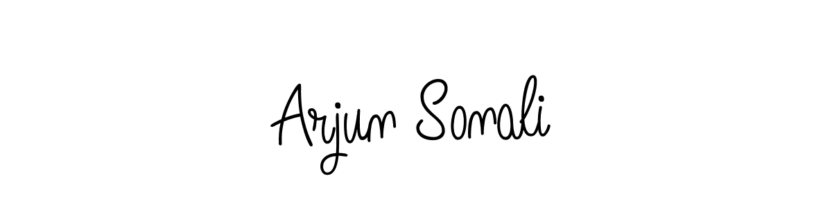 How to make Arjun Sonali name signature. Use Angelique-Rose-font-FFP style for creating short signs online. This is the latest handwritten sign. Arjun Sonali signature style 5 images and pictures png