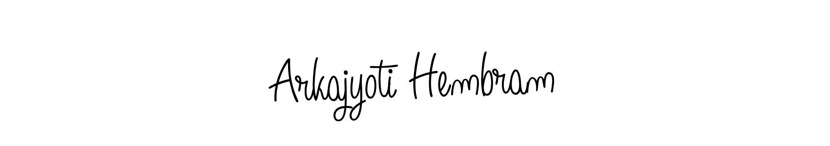 The best way (Angelique-Rose-font-FFP) to make a short signature is to pick only two or three words in your name. The name Arkajyoti Hembram include a total of six letters. For converting this name. Arkajyoti Hembram signature style 5 images and pictures png