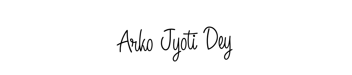 How to make Arko Jyoti Dey name signature. Use Angelique-Rose-font-FFP style for creating short signs online. This is the latest handwritten sign. Arko Jyoti Dey signature style 5 images and pictures png
