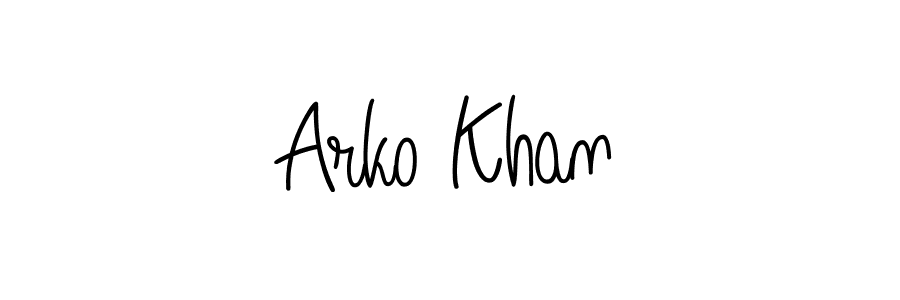 Use a signature maker to create a handwritten signature online. With this signature software, you can design (Angelique-Rose-font-FFP) your own signature for name Arko Khan. Arko Khan signature style 5 images and pictures png