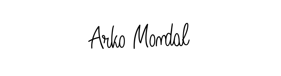 Use a signature maker to create a handwritten signature online. With this signature software, you can design (Angelique-Rose-font-FFP) your own signature for name Arko Mondal. Arko Mondal signature style 5 images and pictures png
