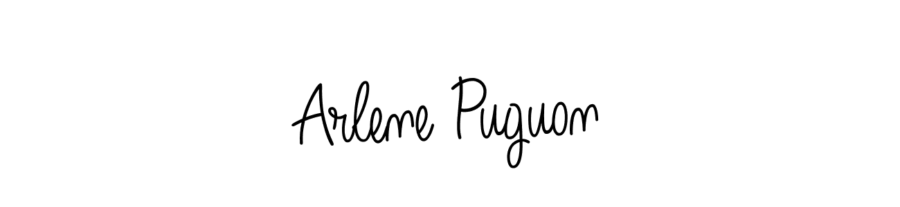 Create a beautiful signature design for name Arlene Puguon. With this signature (Angelique-Rose-font-FFP) fonts, you can make a handwritten signature for free. Arlene Puguon signature style 5 images and pictures png