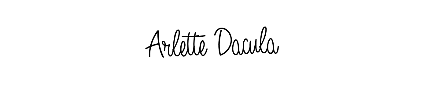 Make a beautiful signature design for name Arlette Dacula. With this signature (Angelique-Rose-font-FFP) style, you can create a handwritten signature for free. Arlette Dacula signature style 5 images and pictures png