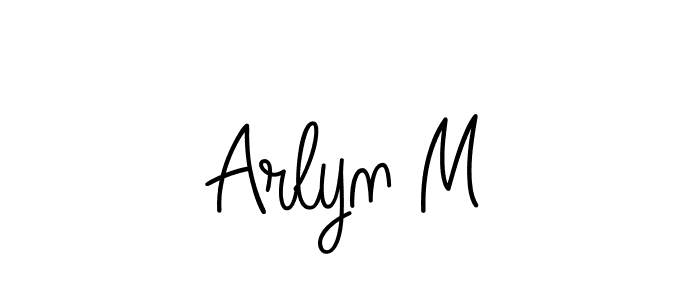 Use a signature maker to create a handwritten signature online. With this signature software, you can design (Angelique-Rose-font-FFP) your own signature for name Arlyn M. Arlyn M signature style 5 images and pictures png