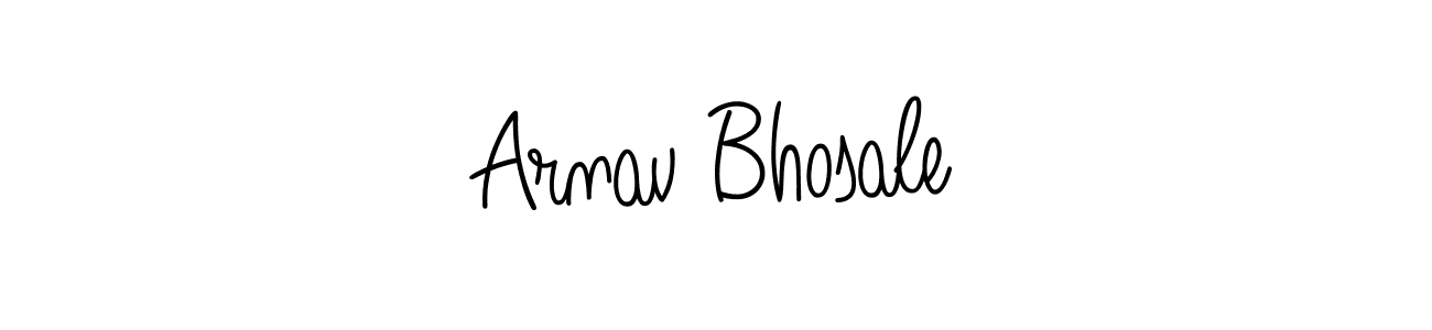 You should practise on your own different ways (Angelique-Rose-font-FFP) to write your name (Arnav Bhosale) in signature. don't let someone else do it for you. Arnav Bhosale signature style 5 images and pictures png