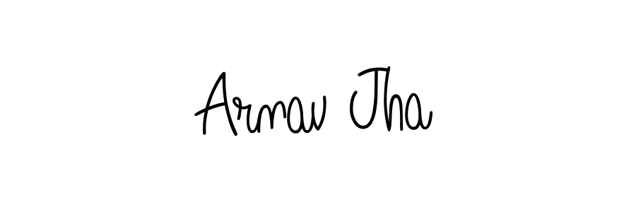 The best way (Angelique-Rose-font-FFP) to make a short signature is to pick only two or three words in your name. The name Arnav Jha include a total of six letters. For converting this name. Arnav Jha signature style 5 images and pictures png