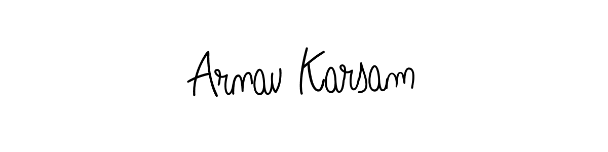 Angelique-Rose-font-FFP is a professional signature style that is perfect for those who want to add a touch of class to their signature. It is also a great choice for those who want to make their signature more unique. Get Arnav Karsam name to fancy signature for free. Arnav Karsam signature style 5 images and pictures png