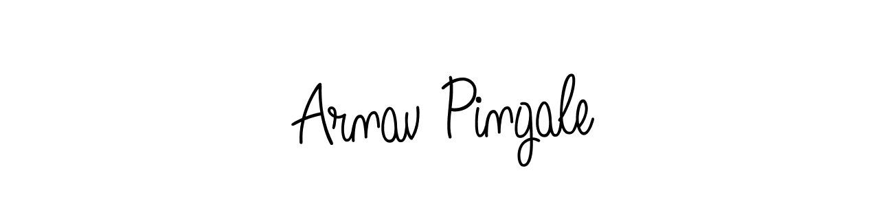 You should practise on your own different ways (Angelique-Rose-font-FFP) to write your name (Arnav Pingale) in signature. don't let someone else do it for you. Arnav Pingale signature style 5 images and pictures png