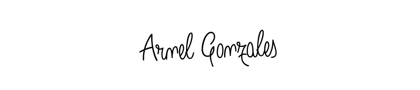 The best way (Angelique-Rose-font-FFP) to make a short signature is to pick only two or three words in your name. The name Arnel Gonzales include a total of six letters. For converting this name. Arnel Gonzales signature style 5 images and pictures png