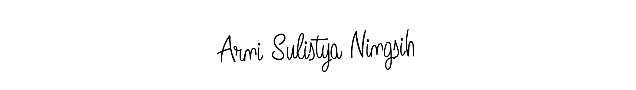 Design your own signature with our free online signature maker. With this signature software, you can create a handwritten (Angelique-Rose-font-FFP) signature for name Arni Sulistya Ningsih. Arni Sulistya Ningsih signature style 5 images and pictures png