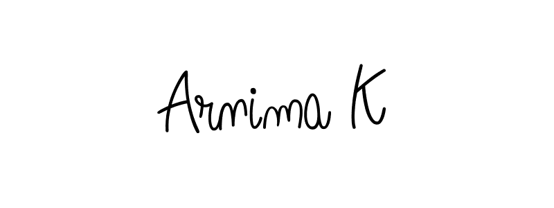The best way (Angelique-Rose-font-FFP) to make a short signature is to pick only two or three words in your name. The name Arnima K include a total of six letters. For converting this name. Arnima K signature style 5 images and pictures png