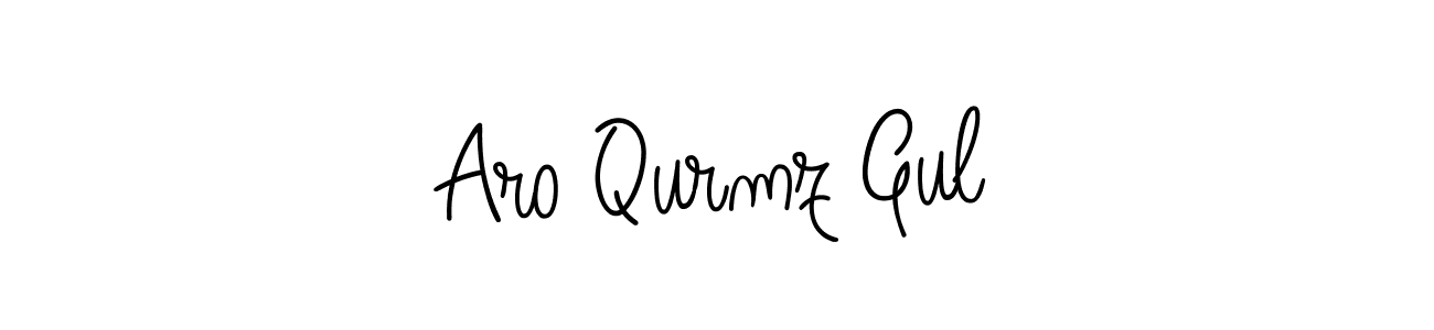 You should practise on your own different ways (Angelique-Rose-font-FFP) to write your name (Aro Qurmz Gul) in signature. don't let someone else do it for you. Aro Qurmz Gul signature style 5 images and pictures png