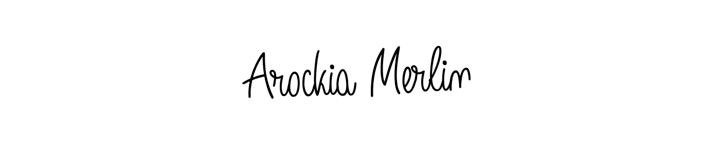 Arockia Merlin stylish signature style. Best Handwritten Sign (Angelique-Rose-font-FFP) for my name. Handwritten Signature Collection Ideas for my name Arockia Merlin. Arockia Merlin signature style 5 images and pictures png