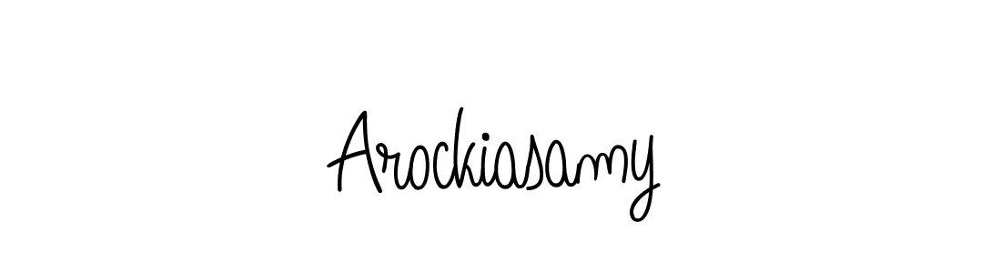 You should practise on your own different ways (Angelique-Rose-font-FFP) to write your name (Arockiasamy) in signature. don't let someone else do it for you. Arockiasamy signature style 5 images and pictures png