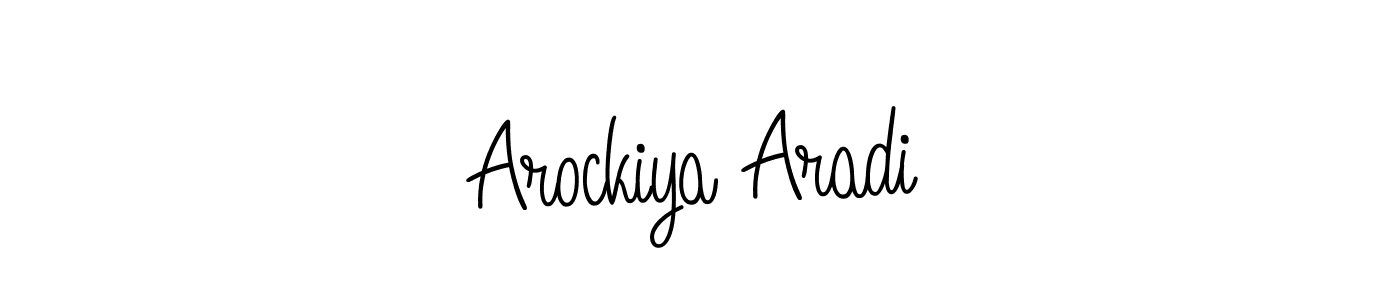 Use a signature maker to create a handwritten signature online. With this signature software, you can design (Angelique-Rose-font-FFP) your own signature for name Arockiya Aradi. Arockiya Aradi signature style 5 images and pictures png