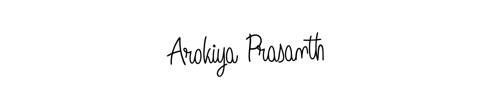 The best way (Angelique-Rose-font-FFP) to make a short signature is to pick only two or three words in your name. The name Arokiya Prasanth include a total of six letters. For converting this name. Arokiya Prasanth signature style 5 images and pictures png