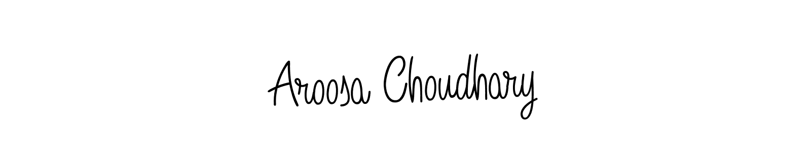 You should practise on your own different ways (Angelique-Rose-font-FFP) to write your name (Aroosa Choudhary) in signature. don't let someone else do it for you. Aroosa Choudhary signature style 5 images and pictures png