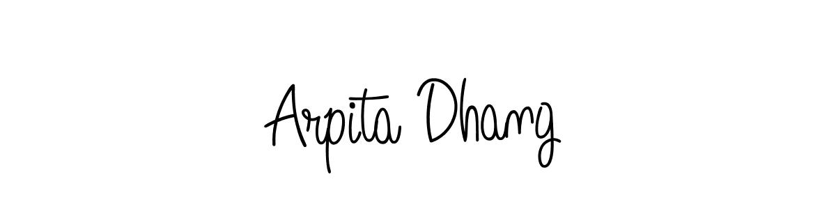 if you are searching for the best signature style for your name Arpita Dhang. so please give up your signature search. here we have designed multiple signature styles  using Angelique-Rose-font-FFP. Arpita Dhang signature style 5 images and pictures png