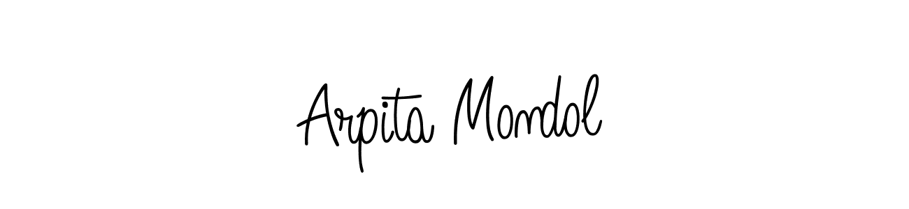 You should practise on your own different ways (Angelique-Rose-font-FFP) to write your name (Arpita Mondol) in signature. don't let someone else do it for you. Arpita Mondol signature style 5 images and pictures png