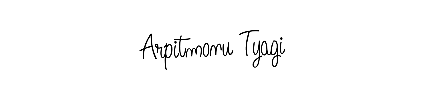 The best way (Angelique-Rose-font-FFP) to make a short signature is to pick only two or three words in your name. The name Arpitmonu Tyagi include a total of six letters. For converting this name. Arpitmonu Tyagi signature style 5 images and pictures png