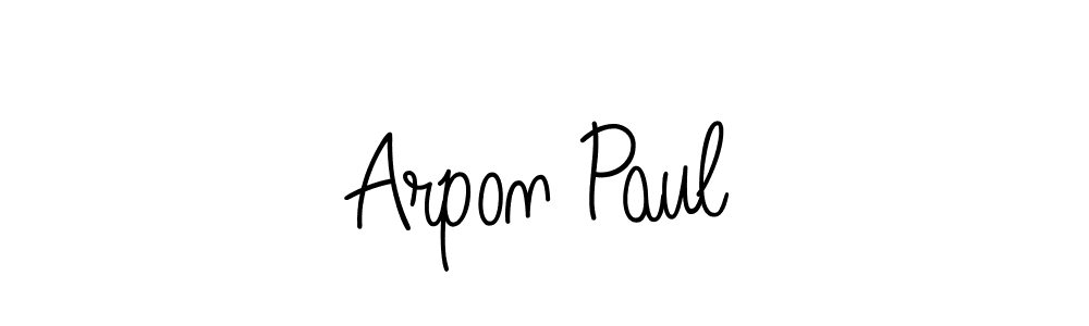 Use a signature maker to create a handwritten signature online. With this signature software, you can design (Angelique-Rose-font-FFP) your own signature for name Arpon Paul. Arpon Paul signature style 5 images and pictures png