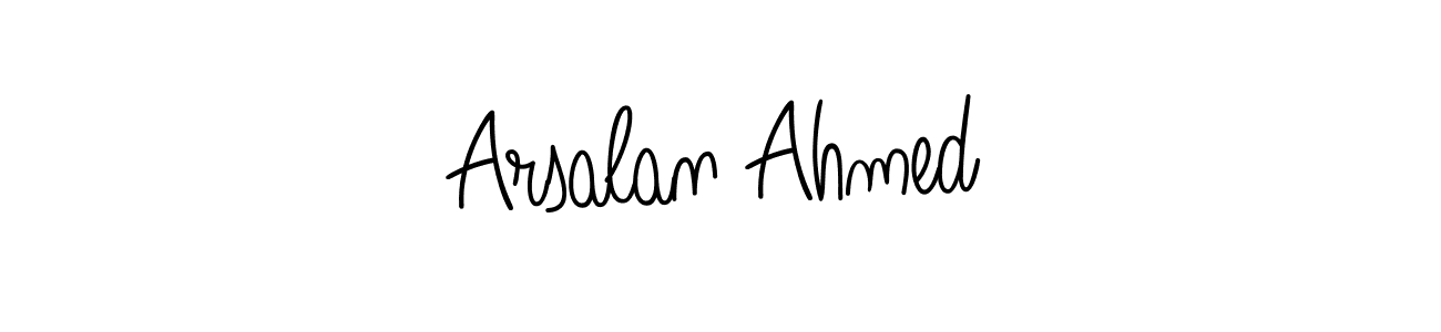 You should practise on your own different ways (Angelique-Rose-font-FFP) to write your name (Arsalan Ahmed) in signature. don't let someone else do it for you. Arsalan Ahmed signature style 5 images and pictures png