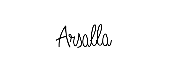 Make a beautiful signature design for name Arsalla. With this signature (Angelique-Rose-font-FFP) style, you can create a handwritten signature for free. Arsalla signature style 5 images and pictures png