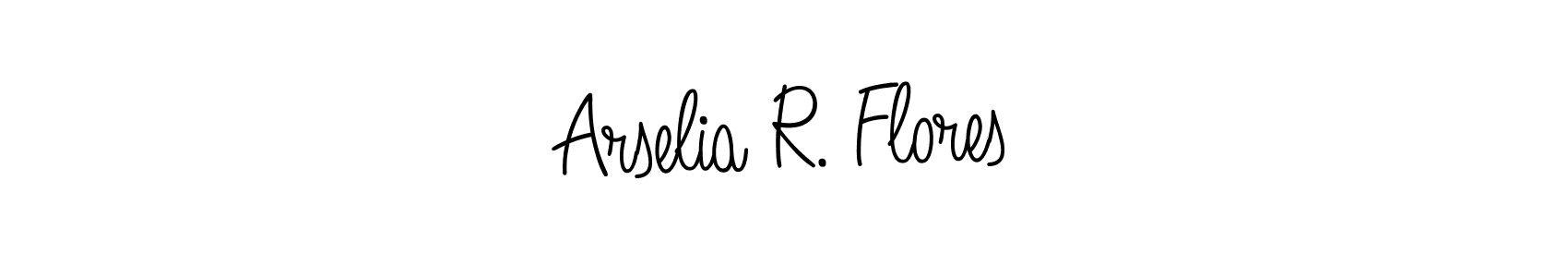 The best way (Angelique-Rose-font-FFP) to make a short signature is to pick only two or three words in your name. The name Arselia R. Flores include a total of six letters. For converting this name. Arselia R. Flores signature style 5 images and pictures png