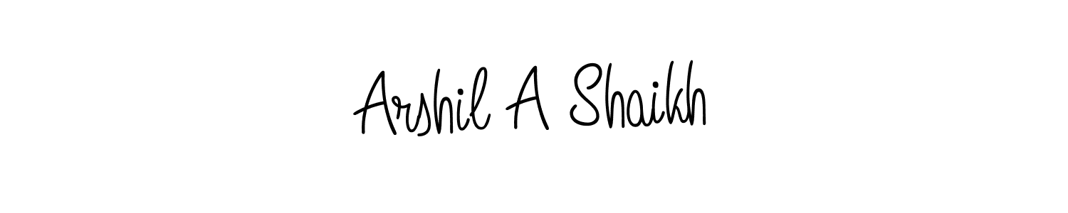 The best way (Angelique-Rose-font-FFP) to make a short signature is to pick only two or three words in your name. The name Arshil A Shaikh include a total of six letters. For converting this name. Arshil A Shaikh signature style 5 images and pictures png