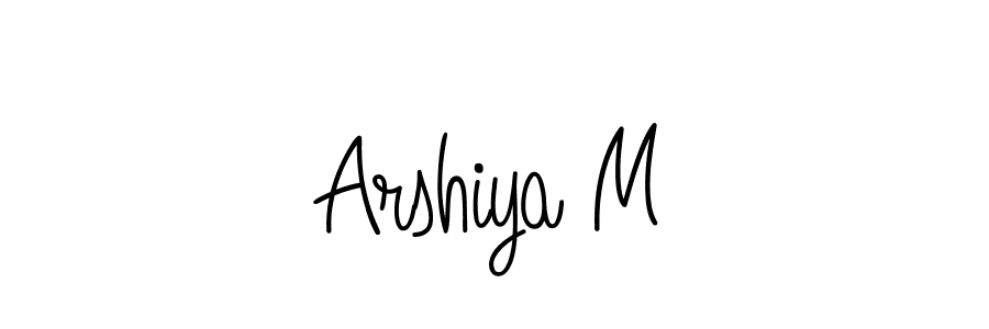 How to make Arshiya M name signature. Use Angelique-Rose-font-FFP style for creating short signs online. This is the latest handwritten sign. Arshiya M signature style 5 images and pictures png