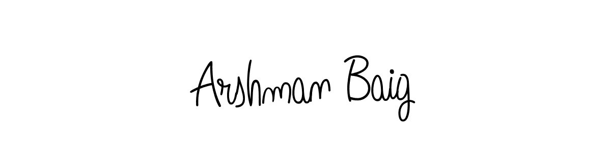 Use a signature maker to create a handwritten signature online. With this signature software, you can design (Angelique-Rose-font-FFP) your own signature for name Arshman Baig. Arshman Baig signature style 5 images and pictures png