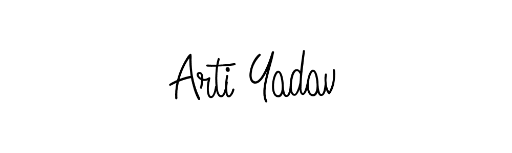 How to make Arti Yadav name signature. Use Angelique-Rose-font-FFP style for creating short signs online. This is the latest handwritten sign. Arti Yadav signature style 5 images and pictures png