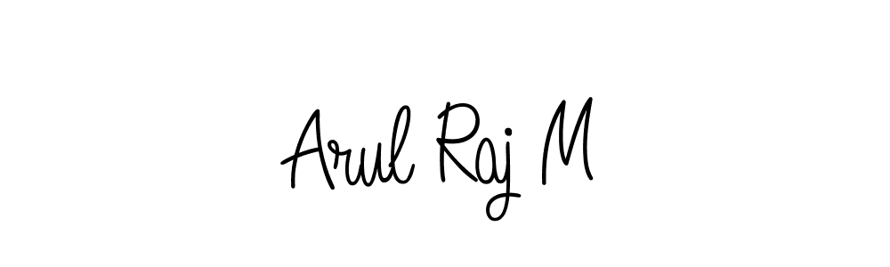 You should practise on your own different ways (Angelique-Rose-font-FFP) to write your name (Arul Raj M) in signature. don't let someone else do it for you. Arul Raj M signature style 5 images and pictures png