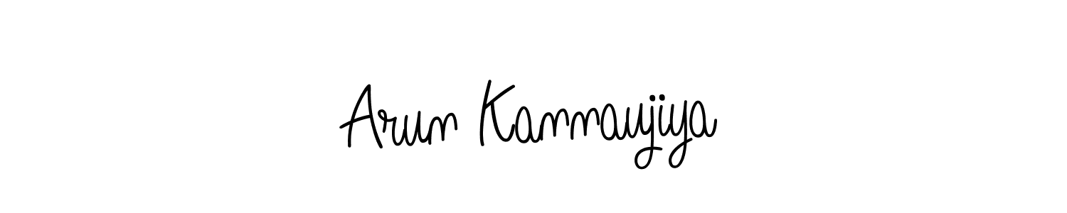 You should practise on your own different ways (Angelique-Rose-font-FFP) to write your name (Arun Kannaujiya) in signature. don't let someone else do it for you. Arun Kannaujiya signature style 5 images and pictures png