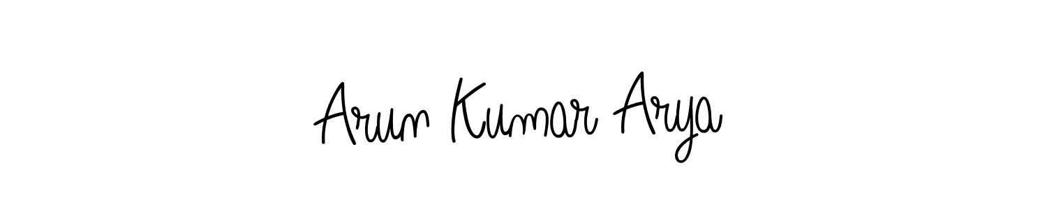 You should practise on your own different ways (Angelique-Rose-font-FFP) to write your name (Arun Kumar Arya) in signature. don't let someone else do it for you. Arun Kumar Arya signature style 5 images and pictures png