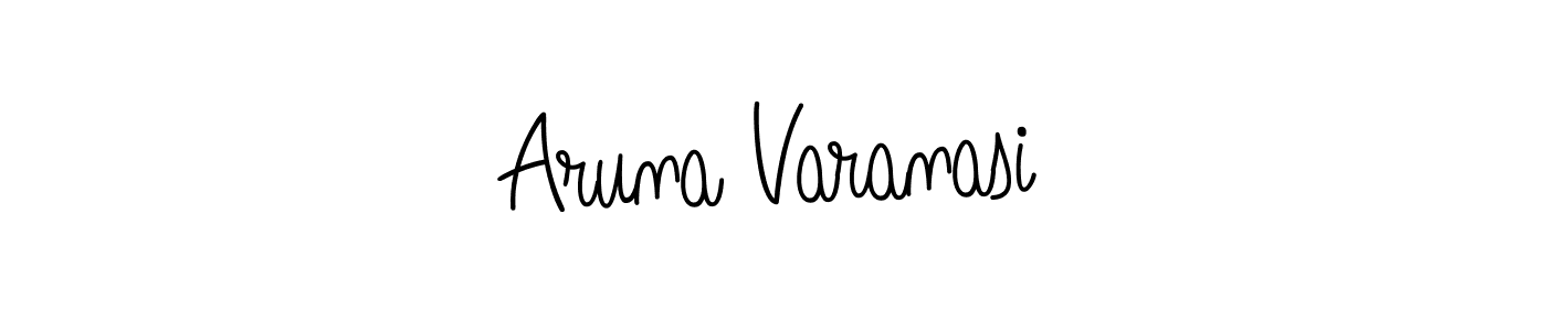 Use a signature maker to create a handwritten signature online. With this signature software, you can design (Angelique-Rose-font-FFP) your own signature for name Aruna Varanasi. Aruna Varanasi signature style 5 images and pictures png