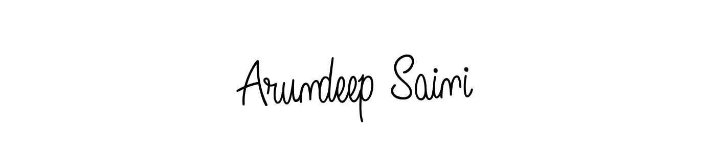 How to make Arundeep Saini name signature. Use Angelique-Rose-font-FFP style for creating short signs online. This is the latest handwritten sign. Arundeep Saini signature style 5 images and pictures png