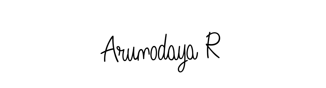 Design your own signature with our free online signature maker. With this signature software, you can create a handwritten (Angelique-Rose-font-FFP) signature for name Arunodaya R. Arunodaya R signature style 5 images and pictures png