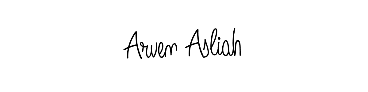 Use a signature maker to create a handwritten signature online. With this signature software, you can design (Angelique-Rose-font-FFP) your own signature for name Arven Asliah. Arven Asliah signature style 5 images and pictures png