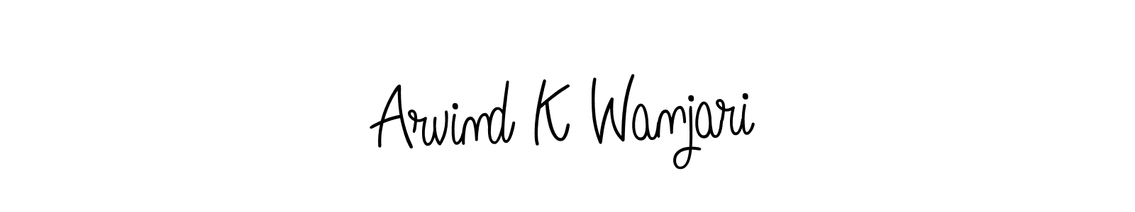 How to make Arvind K Wanjari name signature. Use Angelique-Rose-font-FFP style for creating short signs online. This is the latest handwritten sign. Arvind K Wanjari signature style 5 images and pictures png