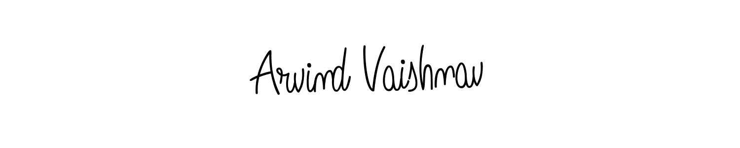 You should practise on your own different ways (Angelique-Rose-font-FFP) to write your name (Arvind Vaishnav) in signature. don't let someone else do it for you. Arvind Vaishnav signature style 5 images and pictures png