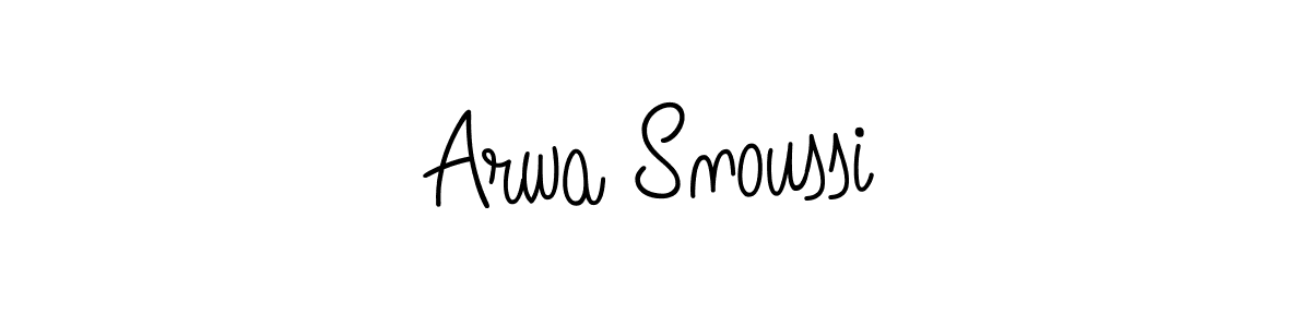 Create a beautiful signature design for name Arwa Snoussi. With this signature (Angelique-Rose-font-FFP) fonts, you can make a handwritten signature for free. Arwa Snoussi signature style 5 images and pictures png