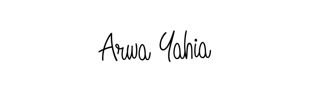 The best way (Angelique-Rose-font-FFP) to make a short signature is to pick only two or three words in your name. The name Arwa Yahia include a total of six letters. For converting this name. Arwa Yahia signature style 5 images and pictures png